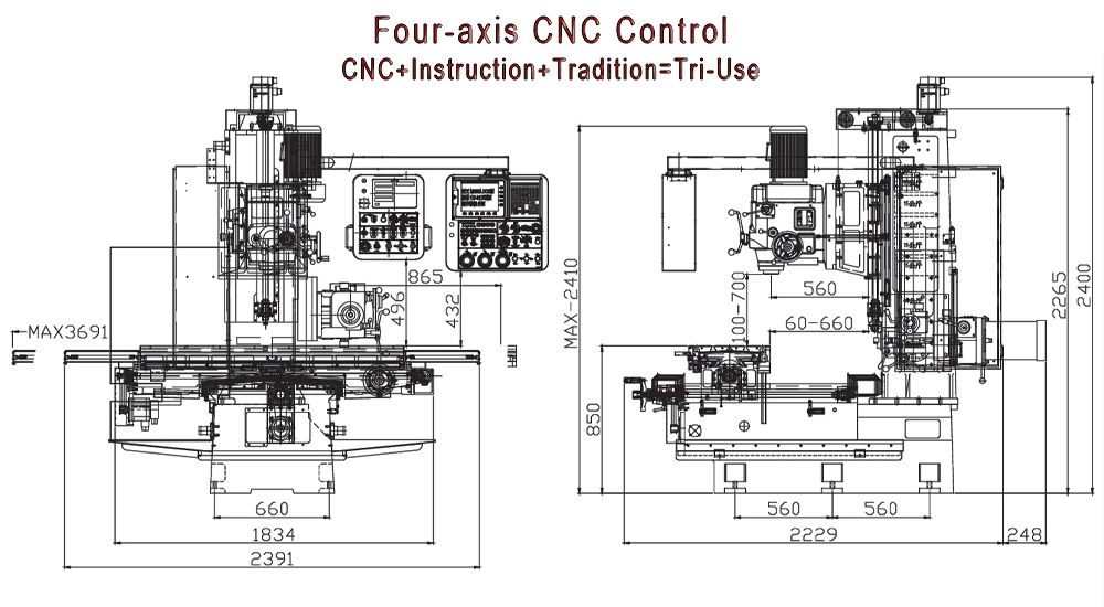 OX-3BHK Four-axis CNC Control Boring Mill Machine | CHINE CHENS MACHINERY