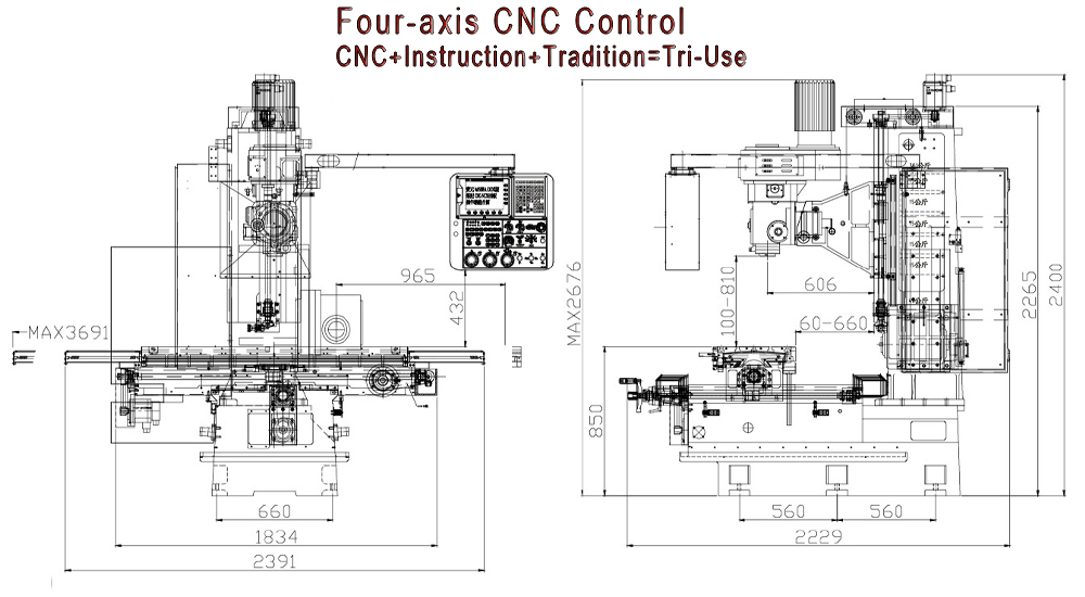 OX-3BTH Four Axis CNC Control Boring & Milling Machine | CHINE CHENS